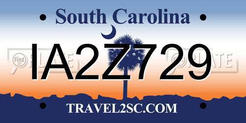 IA2Z729 South Carolina License Plate