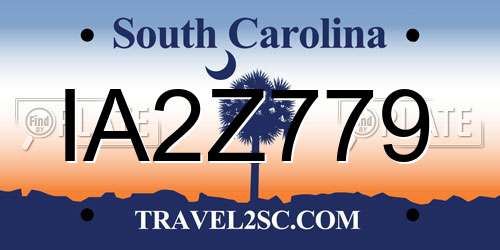 IA2Z779 South Carolina License Plate