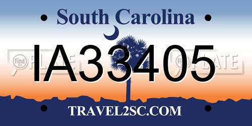 IA33405 South Carolina License Plate