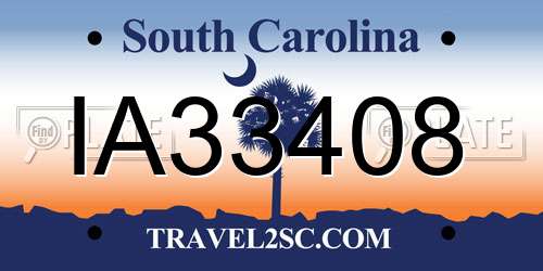 IA33408 South Carolina License Plate