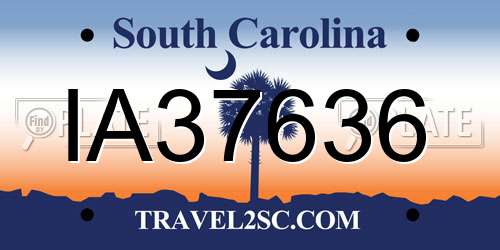 IA37636 South Carolina License Plate