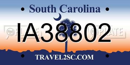 IA38802 South Carolina License Plate