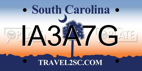 IA3A7G South Carolina License Plate