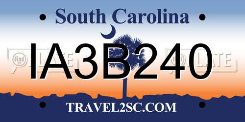 IA3B240 South Carolina License Plate