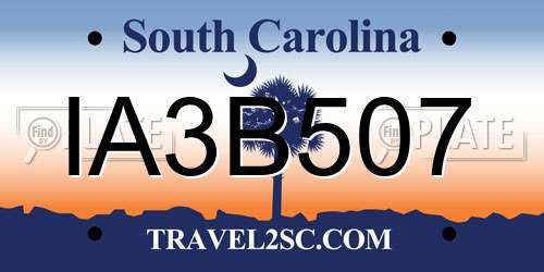 IA3B507 South Carolina License Plate