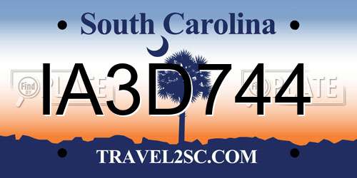 IA3D744 South Carolina License Plate