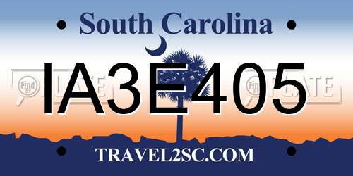 IA3E405 South Carolina License Plate