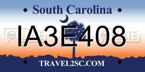 IA3E408 South Carolina License Plate