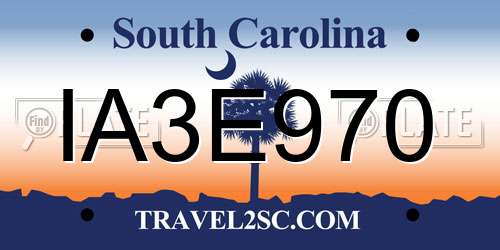 IA3E970 South Carolina License Plate