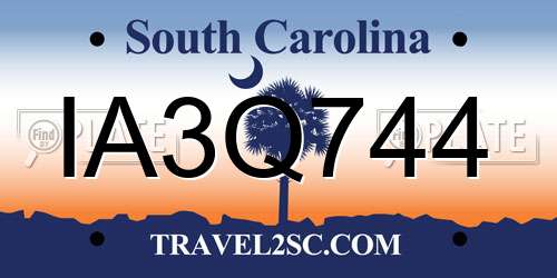 IA3Q744 South Carolina License Plate