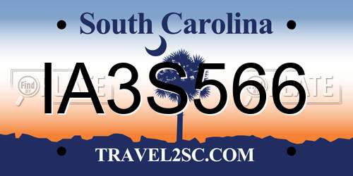 IA3S566 South Carolina License Plate