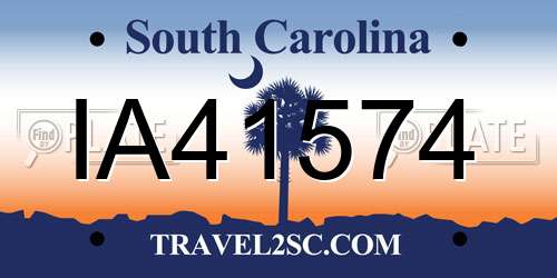 IA41574 South Carolina License Plate