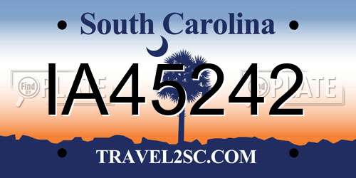 IA45242 South Carolina License Plate