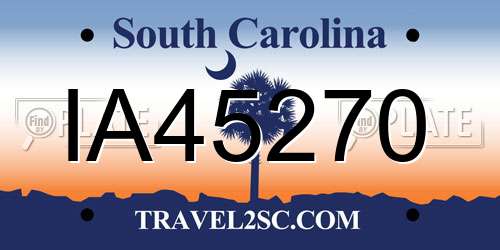 IA45270 South Carolina License Plate