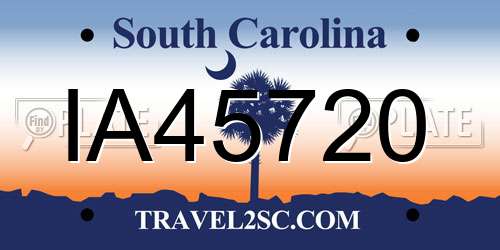 IA45720 South Carolina License Plate