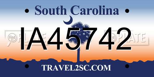 IA45742 South Carolina License Plate