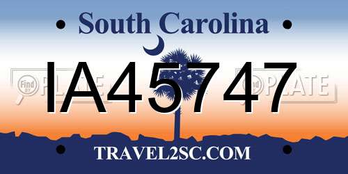 IA45747 South Carolina License Plate