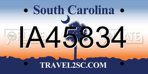 IA45834 South Carolina License Plate