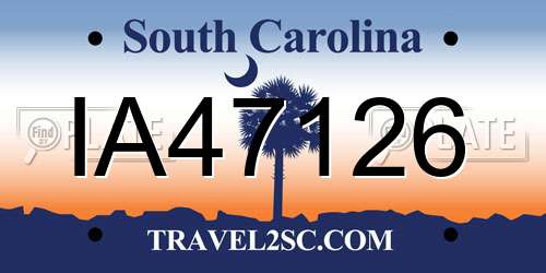 IA47126 South Carolina License Plate
