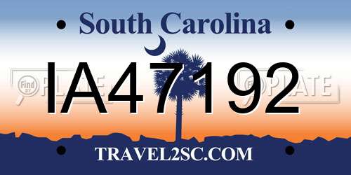 IA47192 South Carolina License Plate