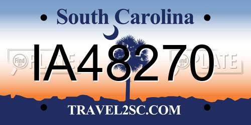 IA48270 South Carolina License Plate