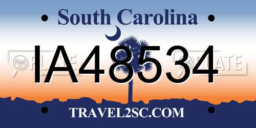 IA48534 South Carolina License Plate