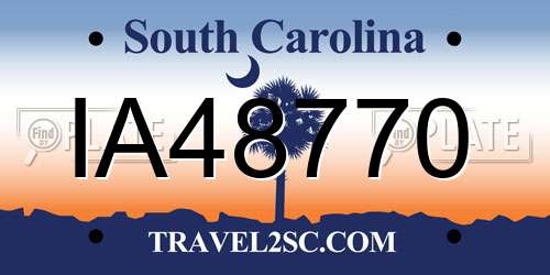 IA48770 South Carolina License Plate
