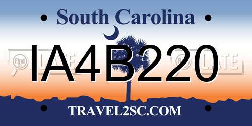 IA4B220 South Carolina License Plate