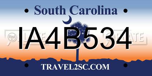 IA4B534 South Carolina License Plate