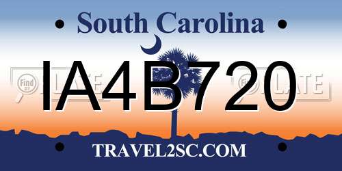 IA4B720 South Carolina License Plate