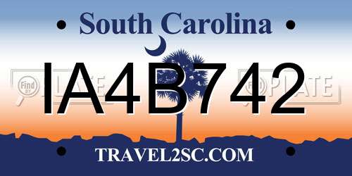 IA4B742 South Carolina License Plate