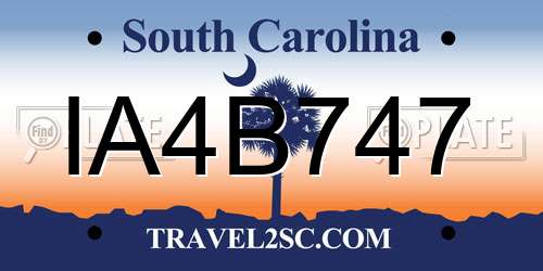 IA4B747 South Carolina License Plate