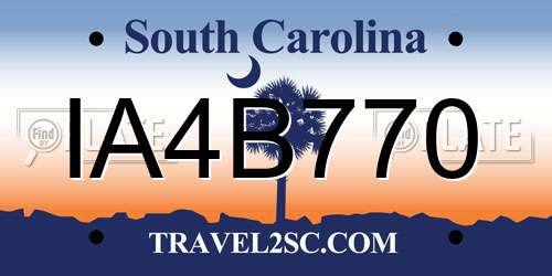 IA4B770 South Carolina License Plate