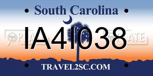 IA4I038 South Carolina License Plate