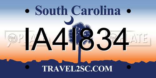 IA4I834 South Carolina License Plate