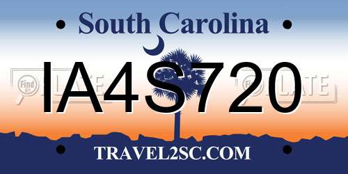 IA4S720 South Carolina License Plate