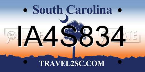 IA4S834 South Carolina License Plate