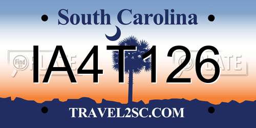 IA4T126 South Carolina License Plate