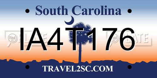 IA4T176 South Carolina License Plate