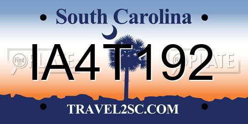 IA4T192 South Carolina License Plate