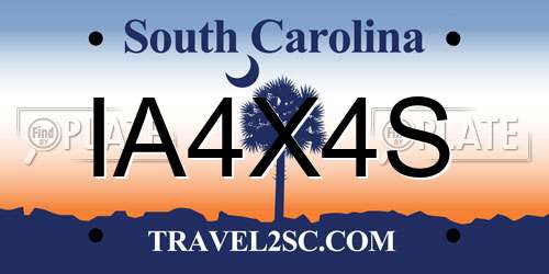 IA4X4S South Carolina License Plate