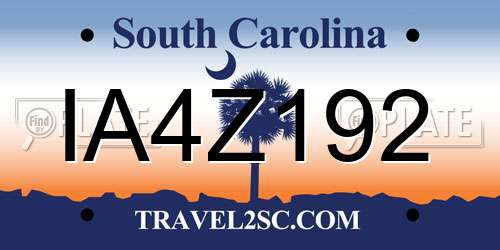 IA4Z192 South Carolina License Plate