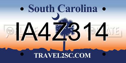 IA4Z314 South Carolina License Plate