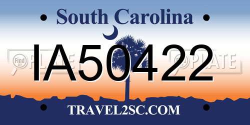 IA50422 South Carolina License Plate