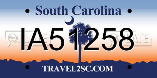 IA51258 South Carolina License Plate
