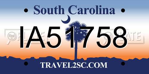 IA51758 South Carolina License Plate