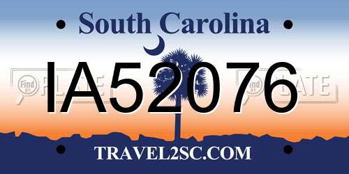 IA52076 South Carolina License Plate