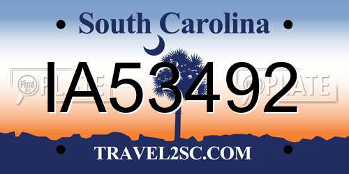 IA53492 South Carolina License Plate