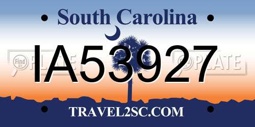 IA53927 South Carolina License Plate