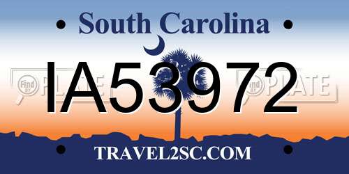 IA53972 South Carolina License Plate